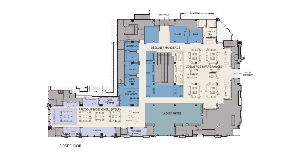 Neiman Marcus, The Bravern, Level-One Floor Plan, Bellevue, Washington